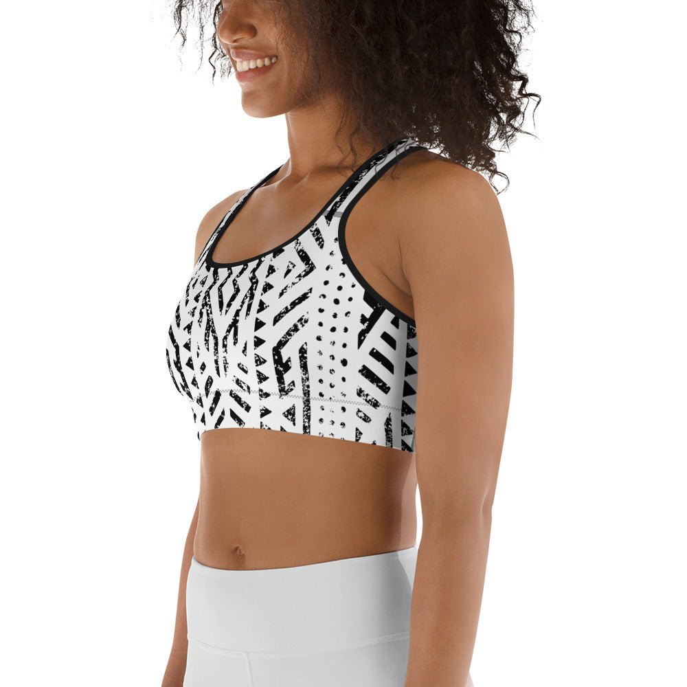 African Print Sports Bra| Black and white | Mirage - Love Africa Print