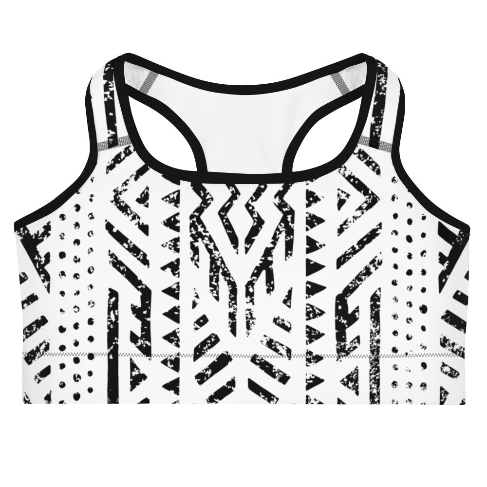 African Print Sports Bra| Black and white | Mirage - Love Africa Print