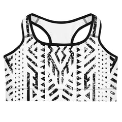 African Print Sports Bra| Black and white | Mirage - Love Africa Print