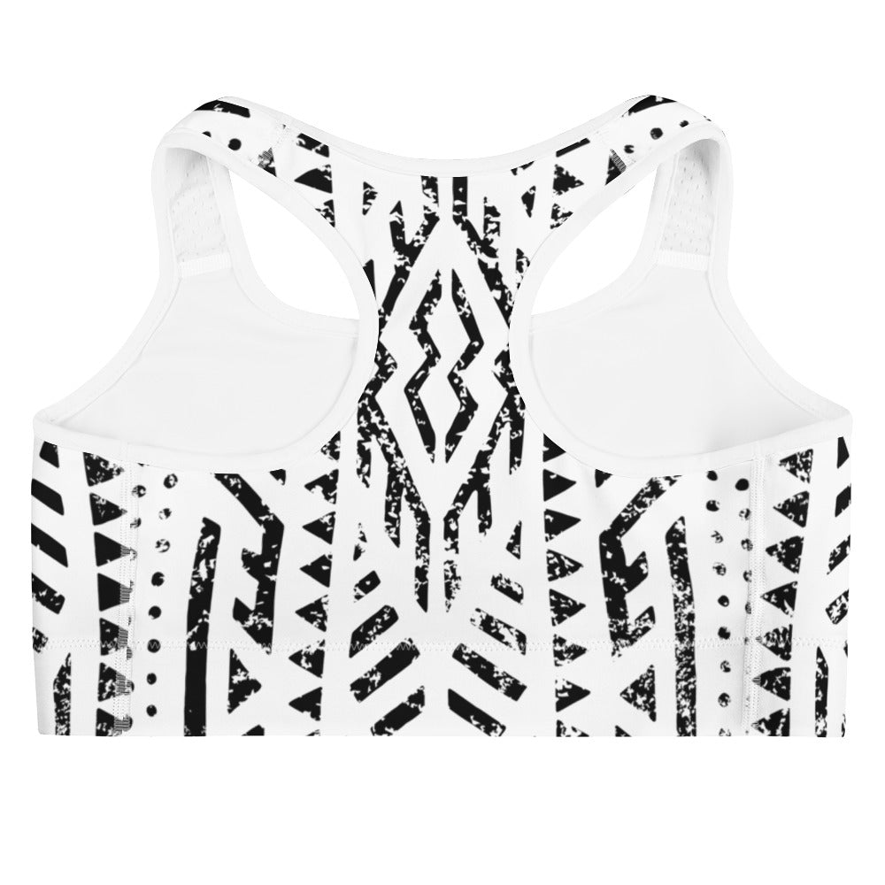 African Print Sports Bra| Black and white | Mirage - Love Africa Print