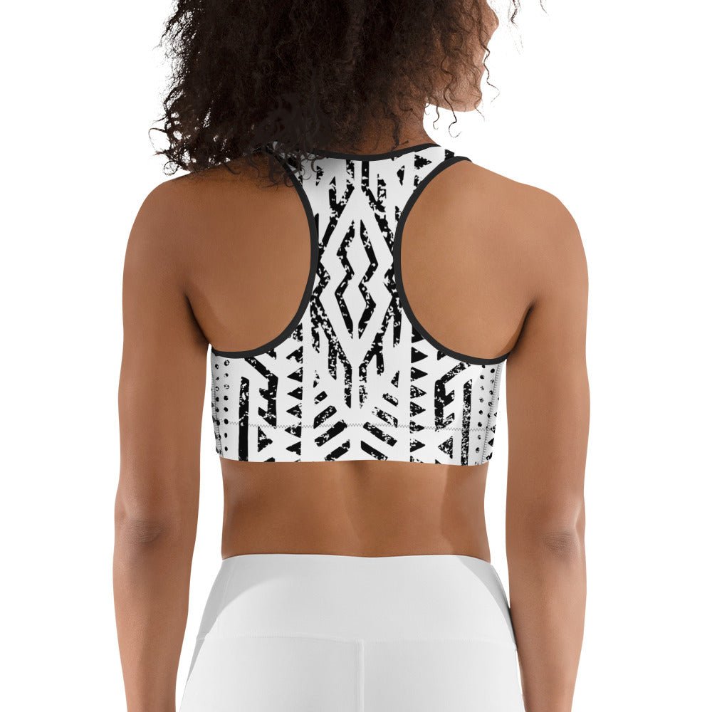 African Print Sports Bra| Black and white | Mirage - Love Africa Print