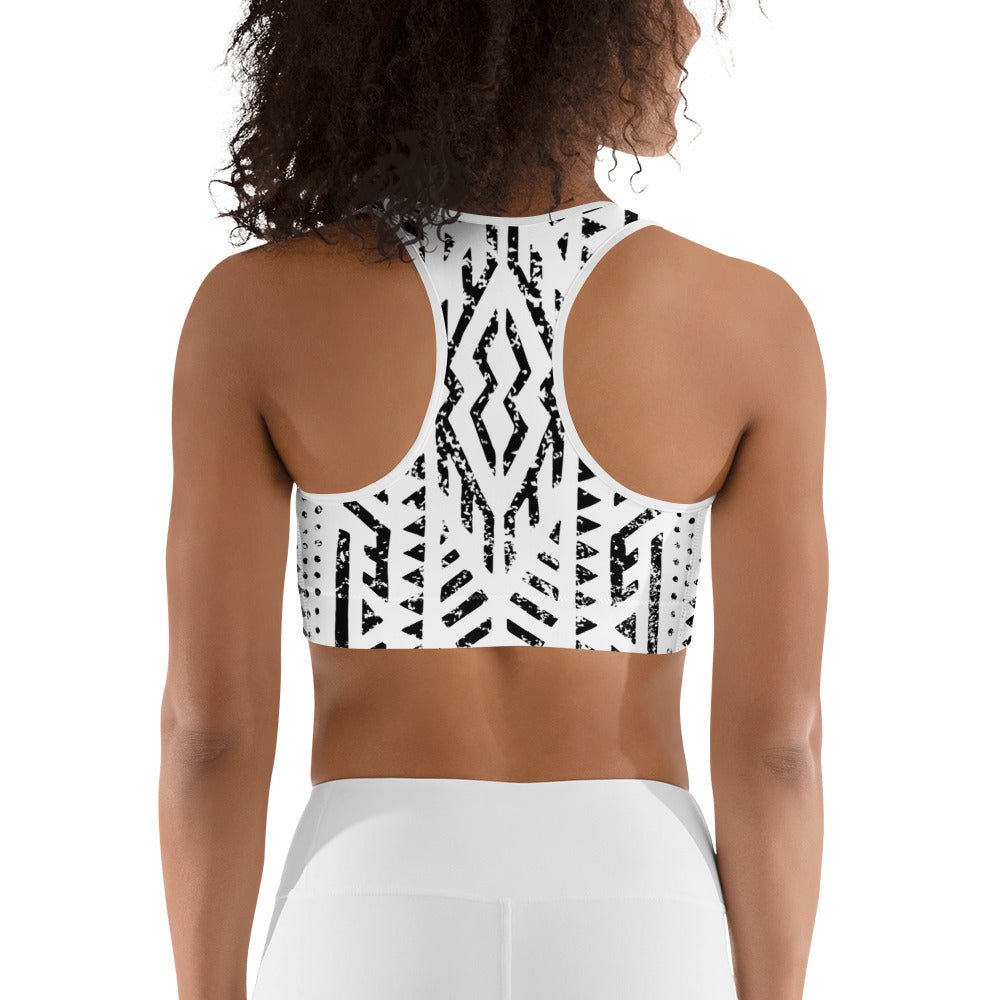 African Print Sports Bra| Black and white | Mirage - Love Africa Print