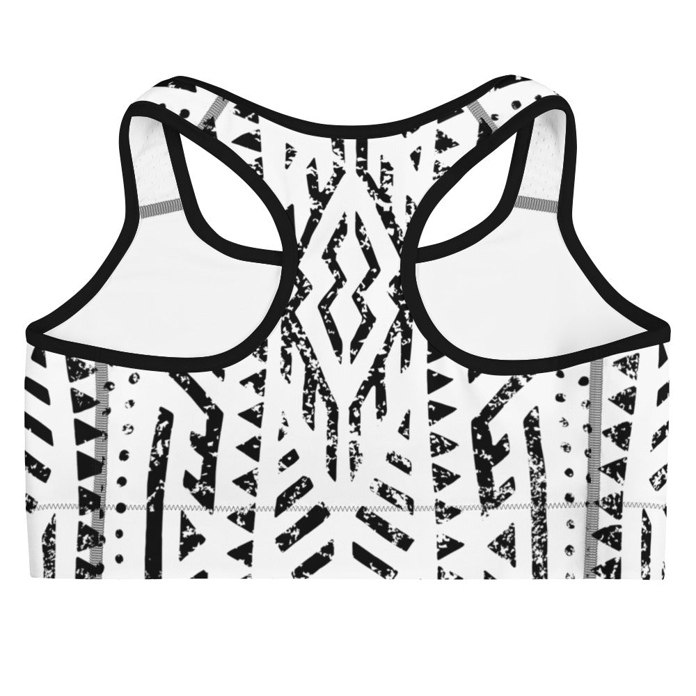 African Print Sports Bra| Black and white | Mirage - Love Africa Print