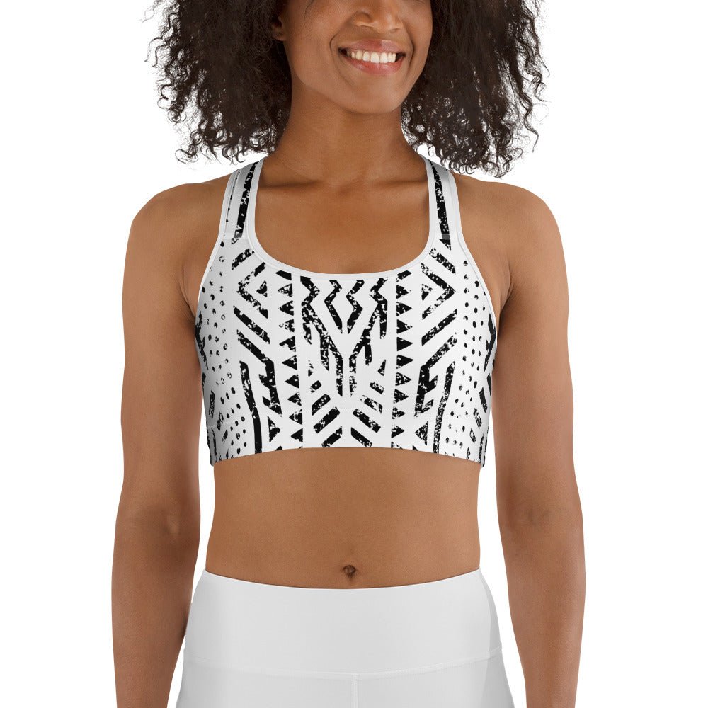 African Print Sports Bra| Black and white | Mirage - Love Africa Print