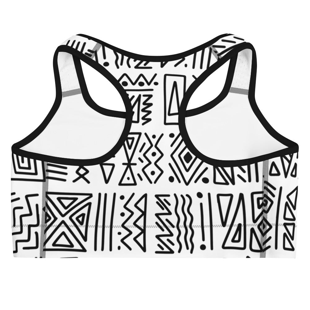 African Print Sports Bra| Black and white | Nomadic - Love Africa Print