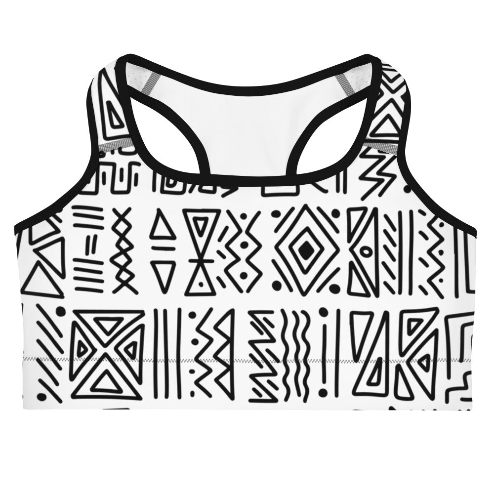 African Print Sports Bra| Black and white | Nomadic - Love Africa Print