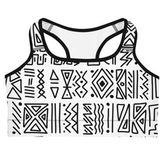 African Print Sports Bra| Black and white | Nomadic - Love Africa Print