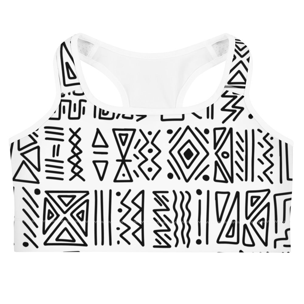 African Print Sports Bra| Black and white | Nomadic - Love Africa Print