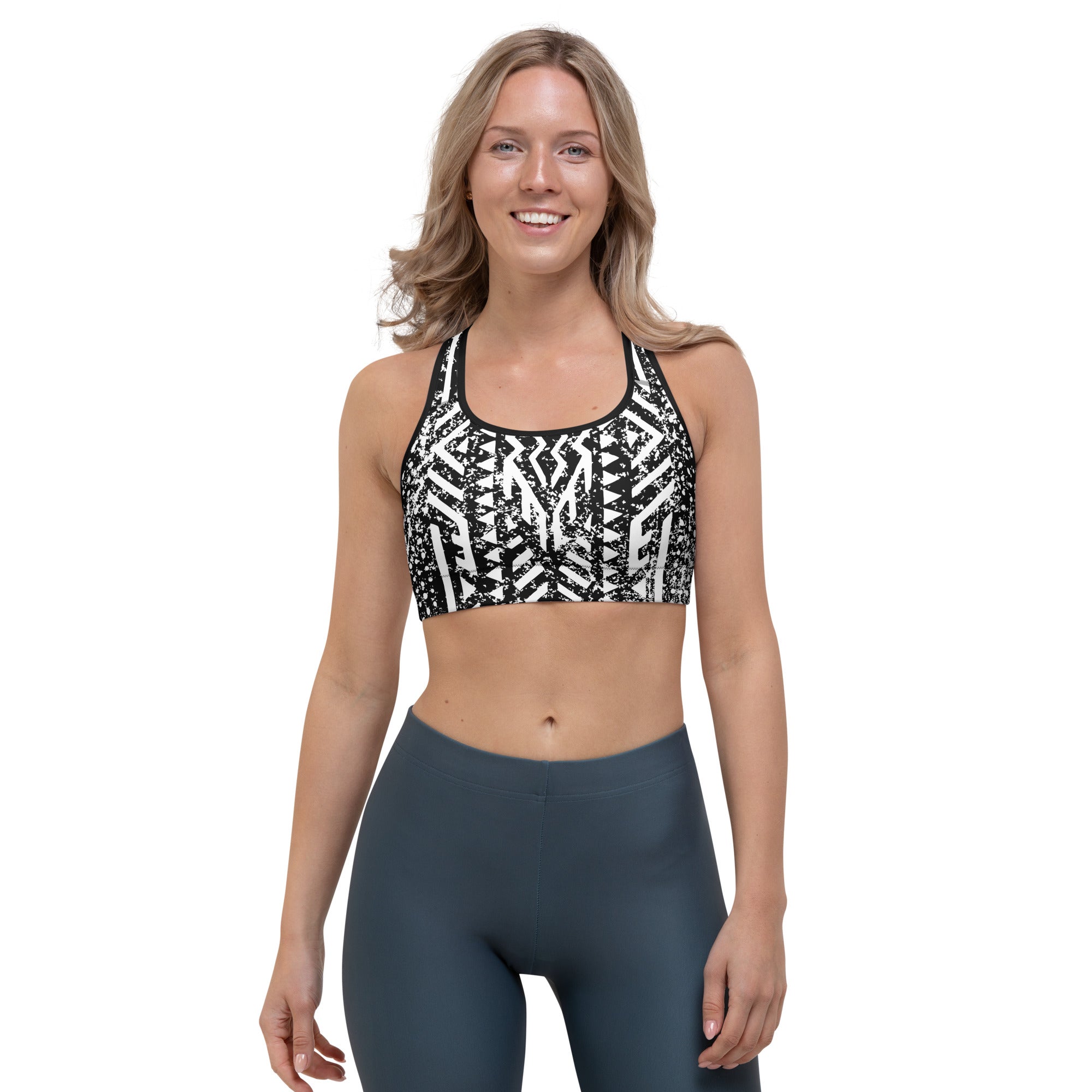 African Print Sports Bra| Black and white | Oasis - Love Africa Print