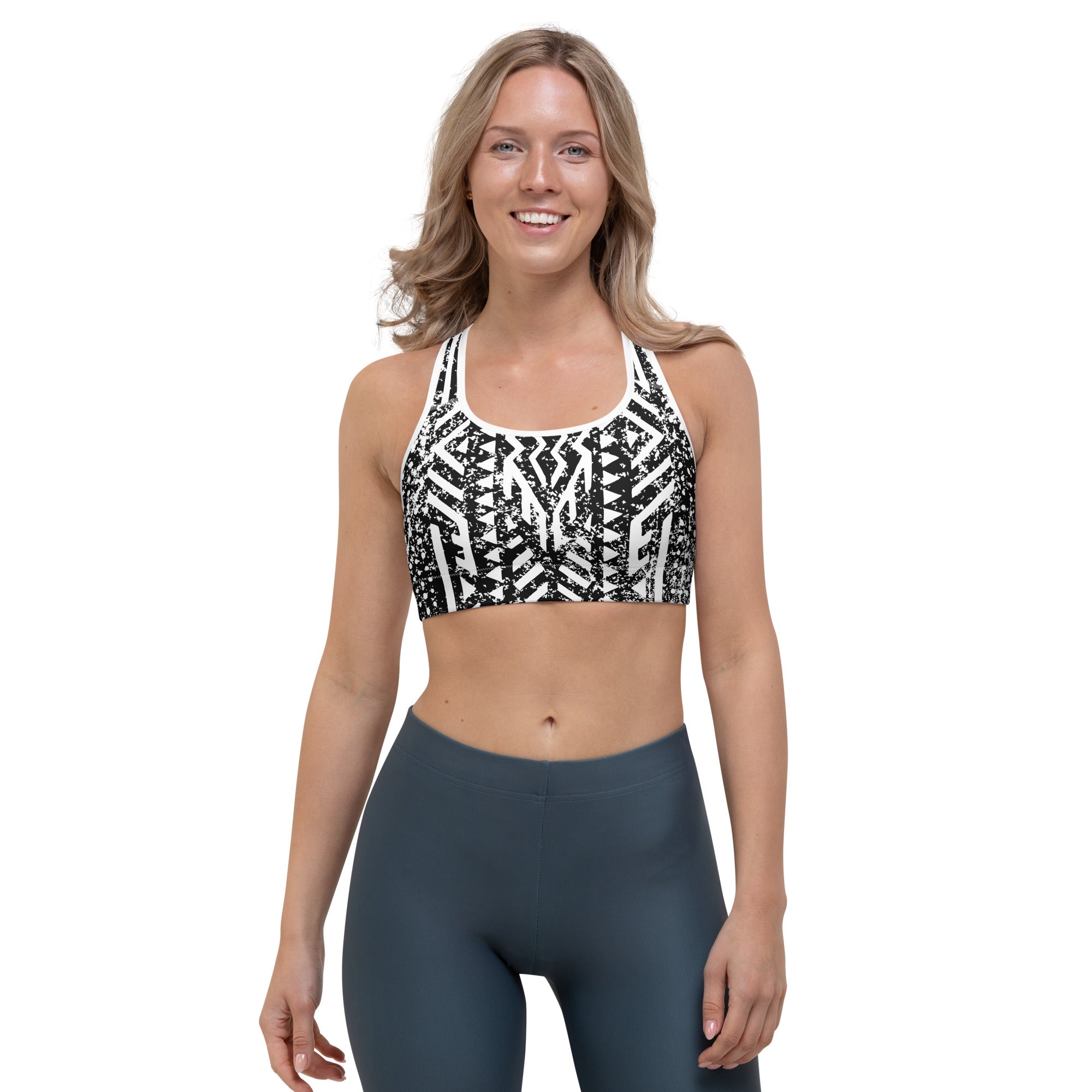 African Print Sports Bra| Black and white | Oasis - Love Africa Print