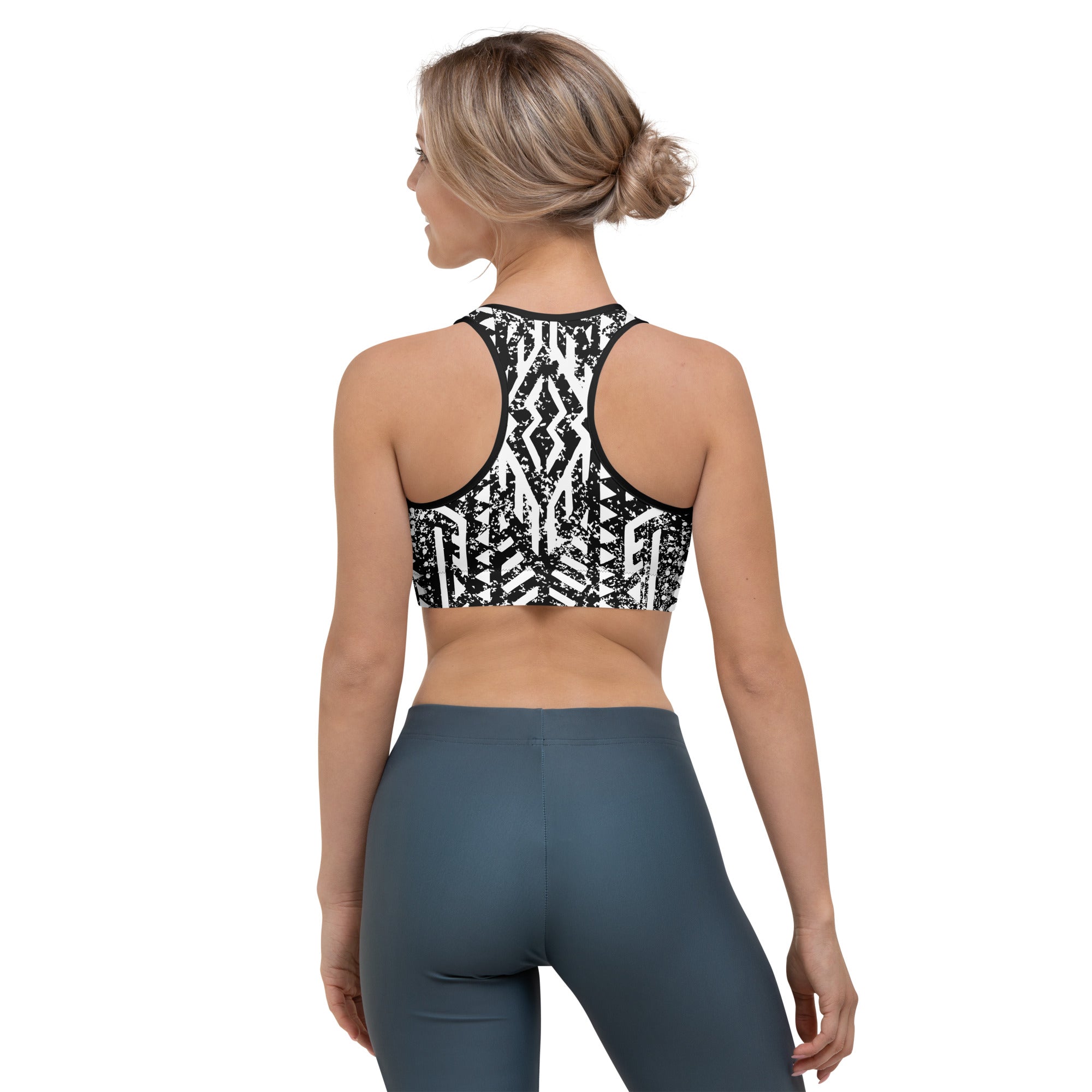 African Print Sports Bra| Black and white | Oasis - Love Africa Print