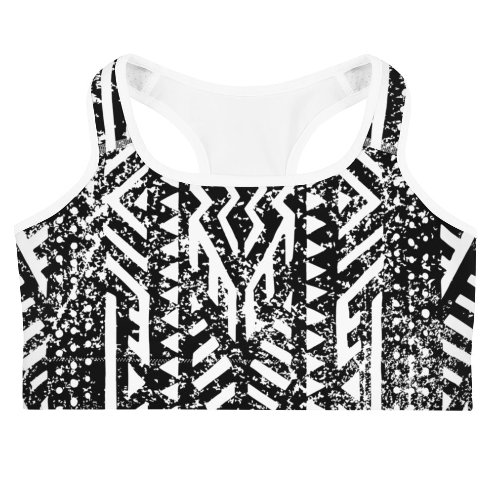 African Print Sports Bra| Black and white | Oasis - Love Africa Print