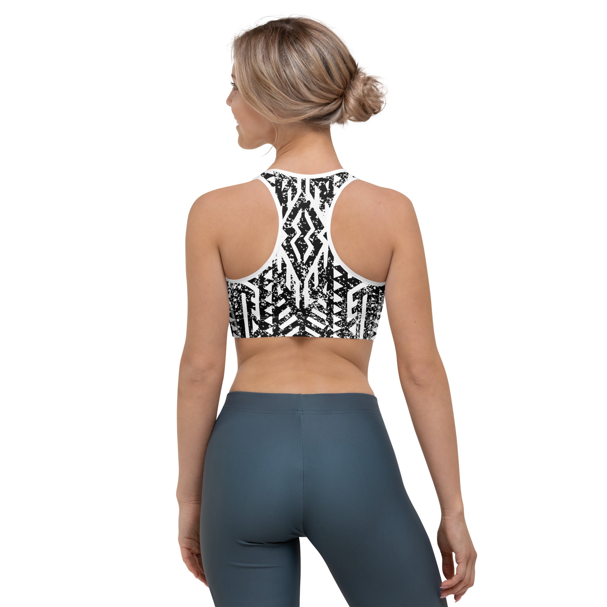 African Print Sports Bra| Black and white | Oasis - Love Africa Print