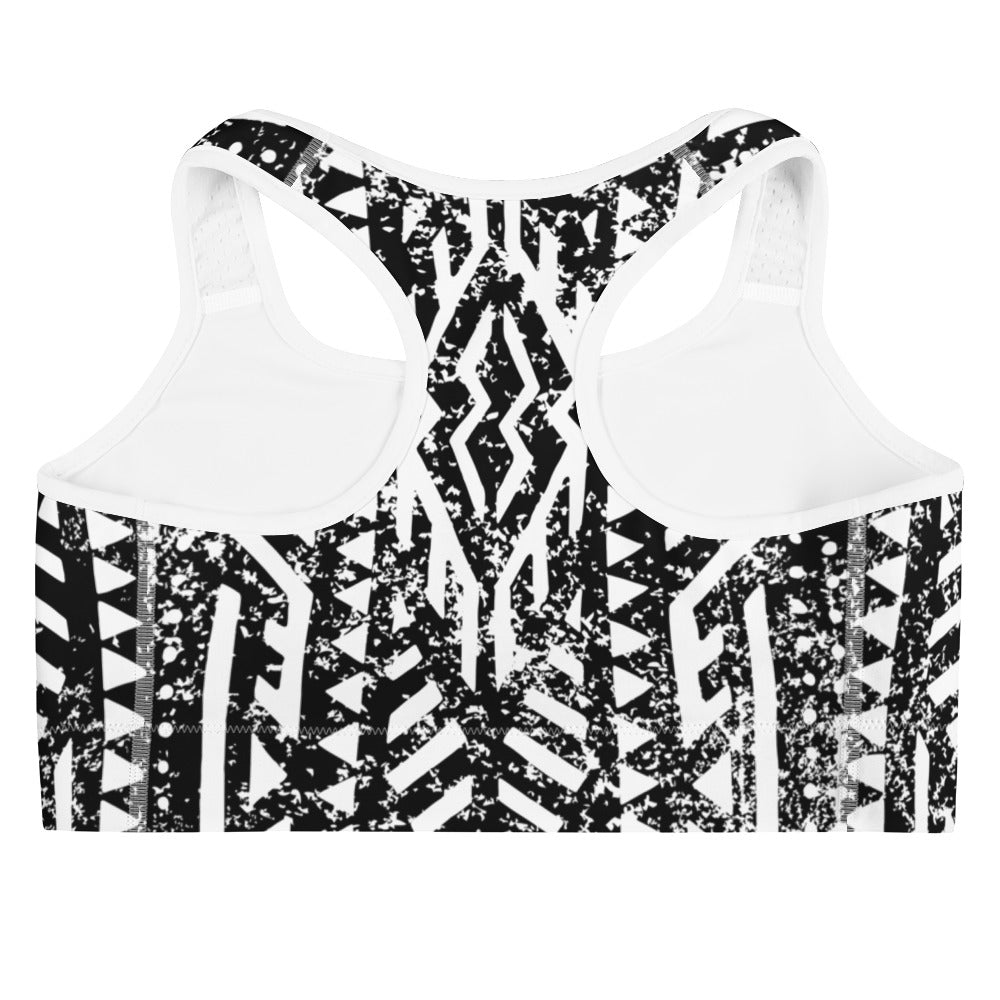 African Print Sports Bra| Black and white | Oasis - Love Africa Print