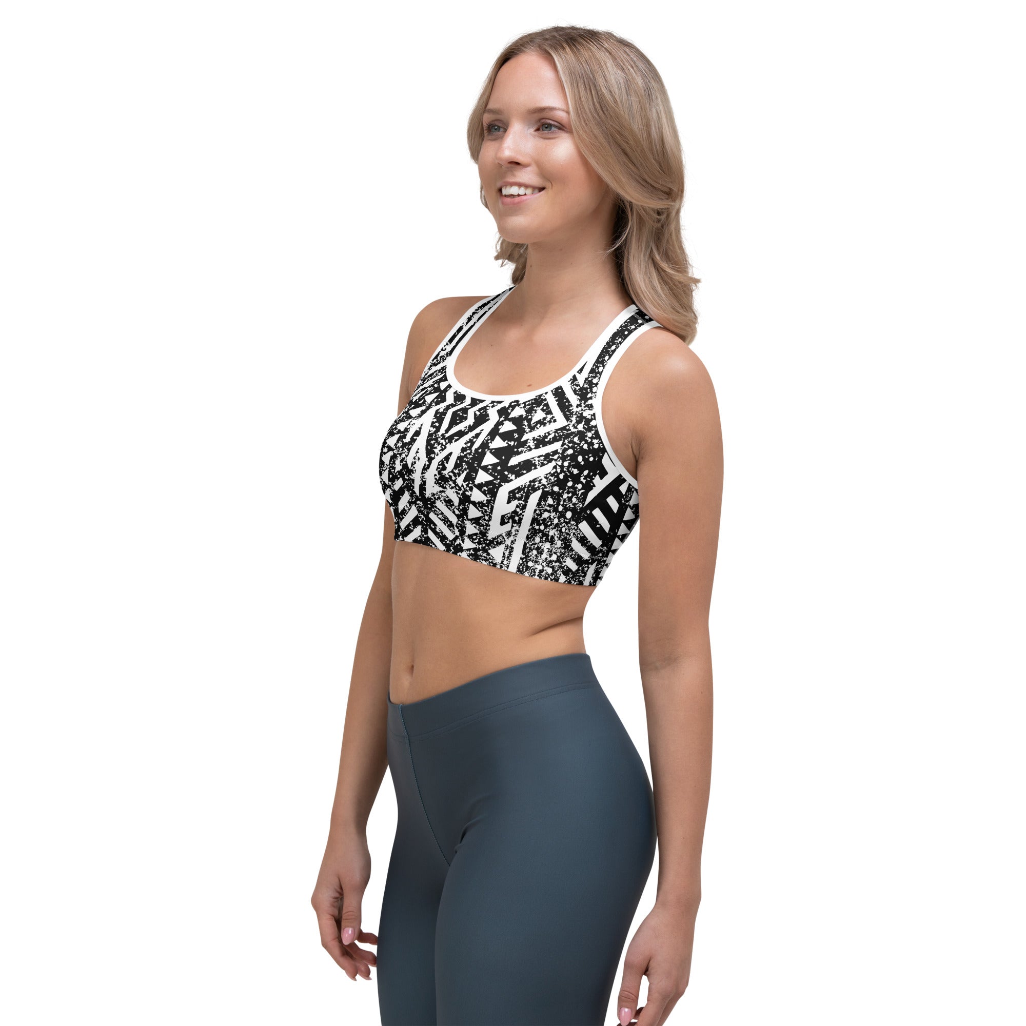 African Print Sports Bra| Black and white | Oasis - Love Africa Print