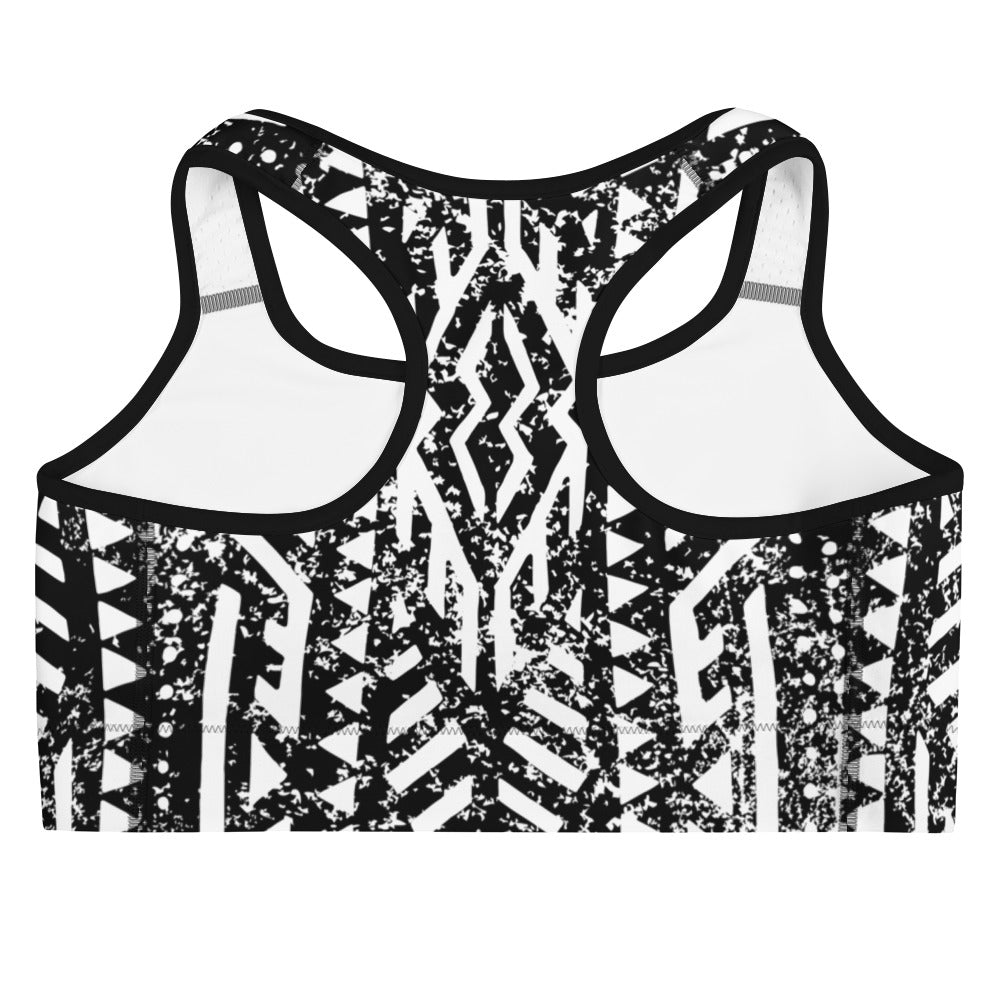 African Print Sports Bra| Black and white | Oasis - Love Africa Print