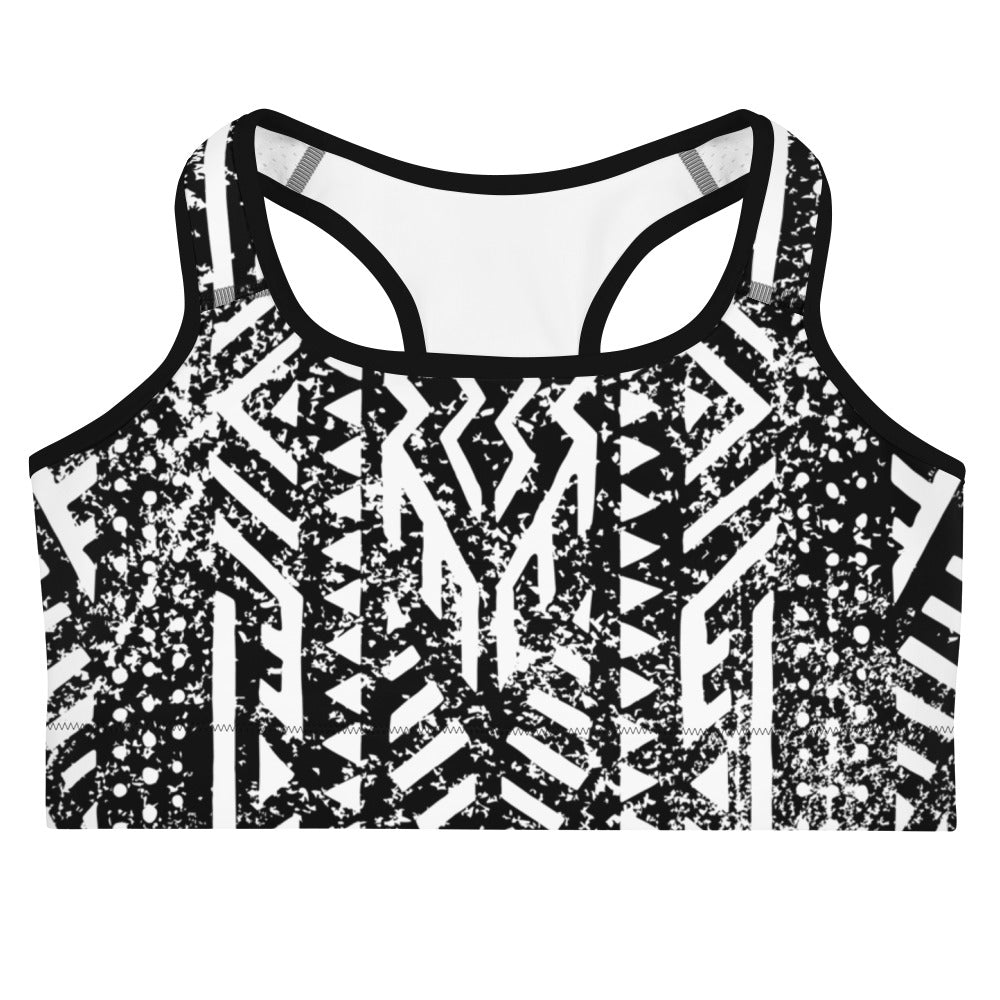 African Print Sports Bra| Black and white | Oasis - Love Africa Print