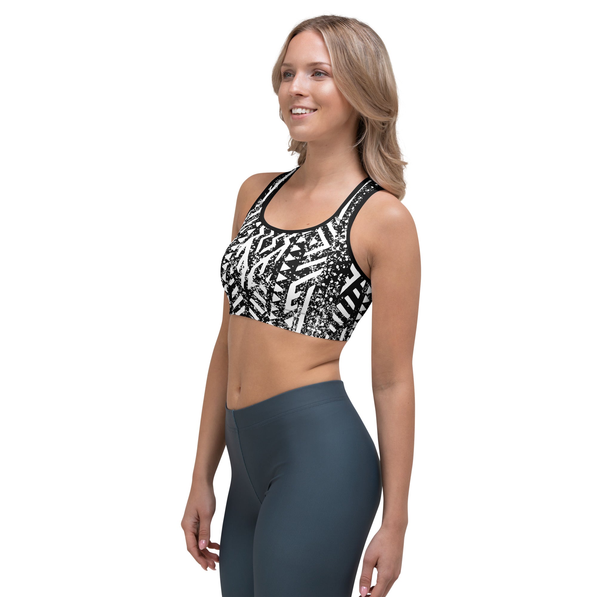 African Print Sports Bra| Black and white | Oasis - Love Africa Print