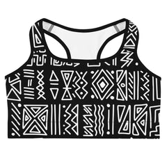 African Print Sports Bra| Black and white | Rhythms - Love Africa Print