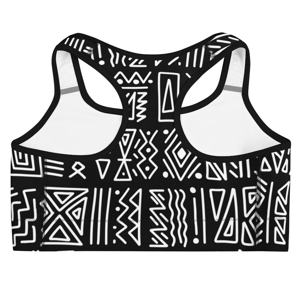 African Print Sports Bra| Black and white | Rhythms - Love Africa Print