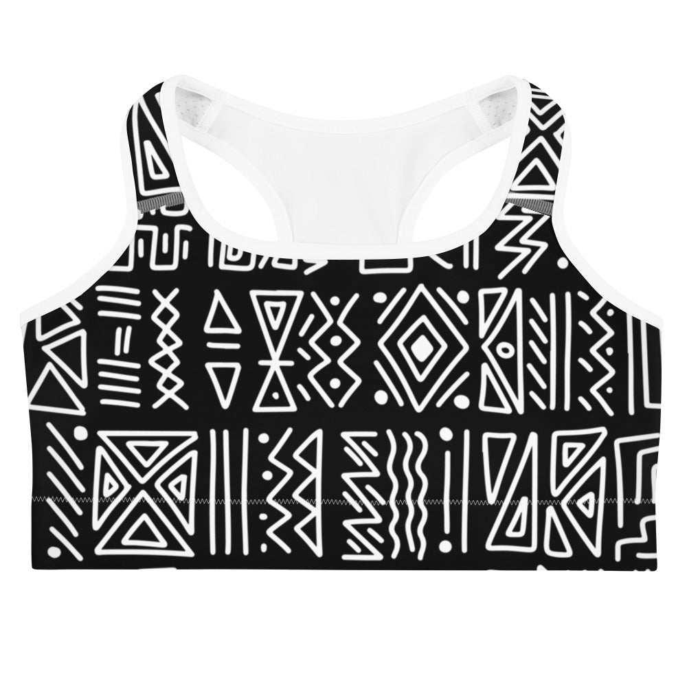 African Print Sports Bra| Black and white | Rhythms - Love Africa Print