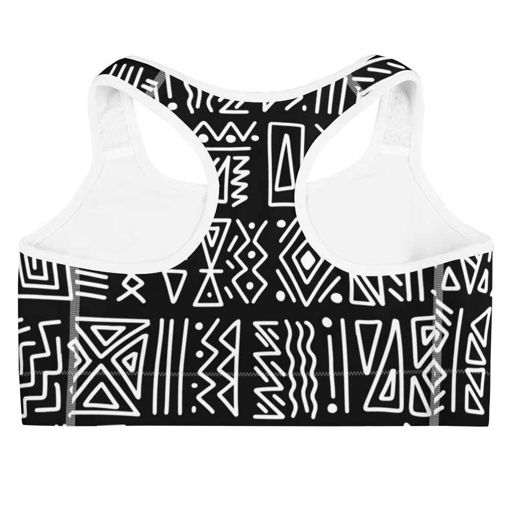 African Print Sports Bra| Black and white | Rhythms - Love Africa Print