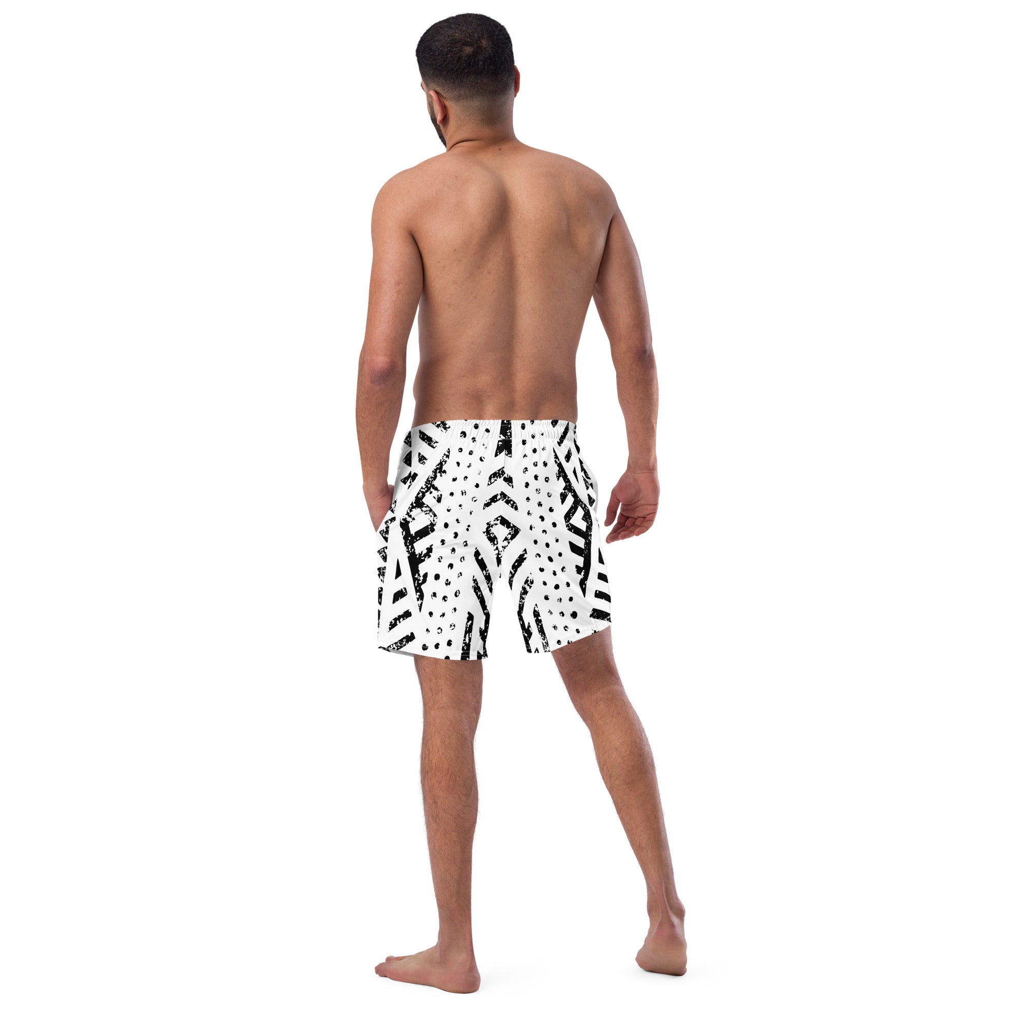 African Print Swim Trunks| Black and white | Mirage - Love Africa Print