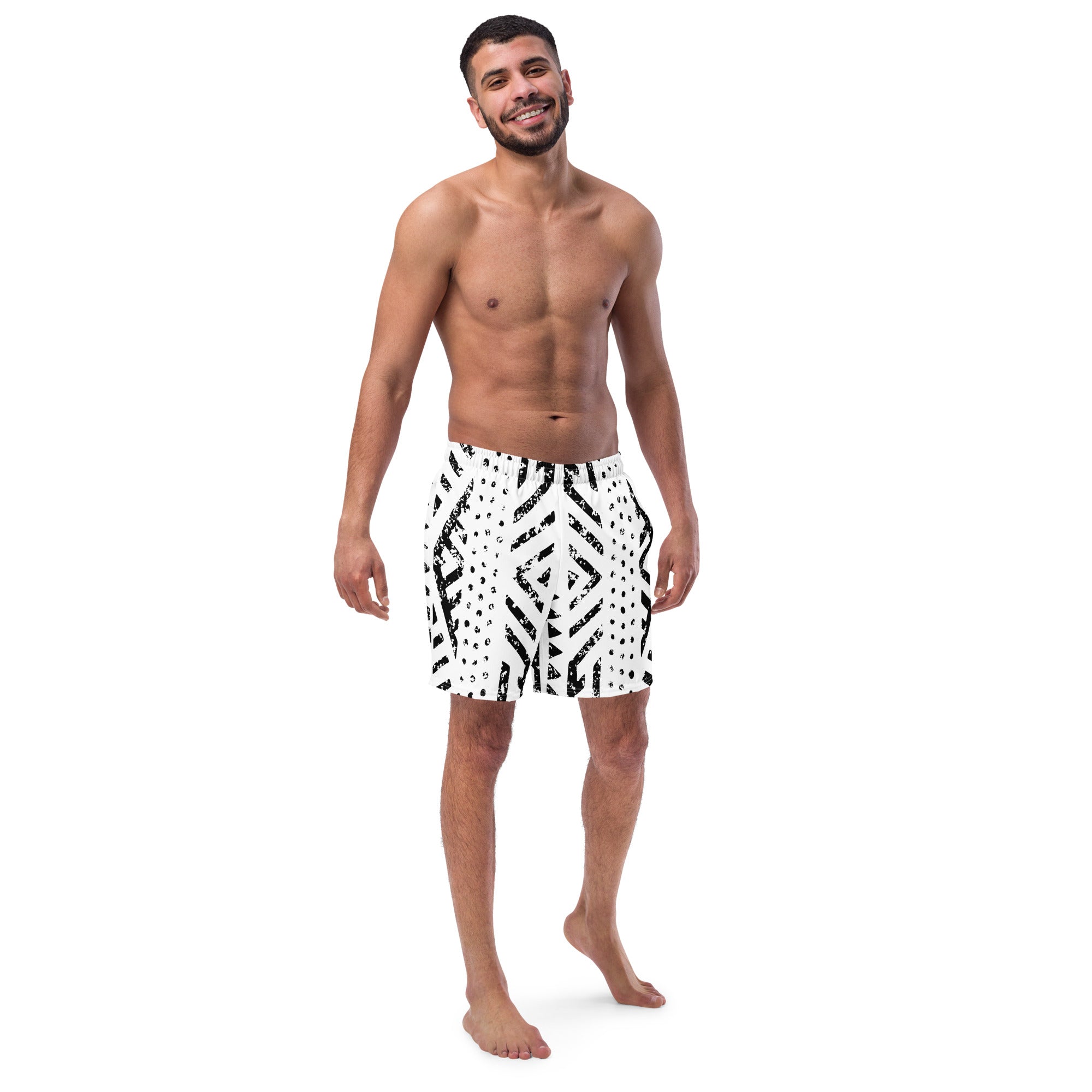 African Print Swim Trunks| Black and white | Mirage - Love Africa Print