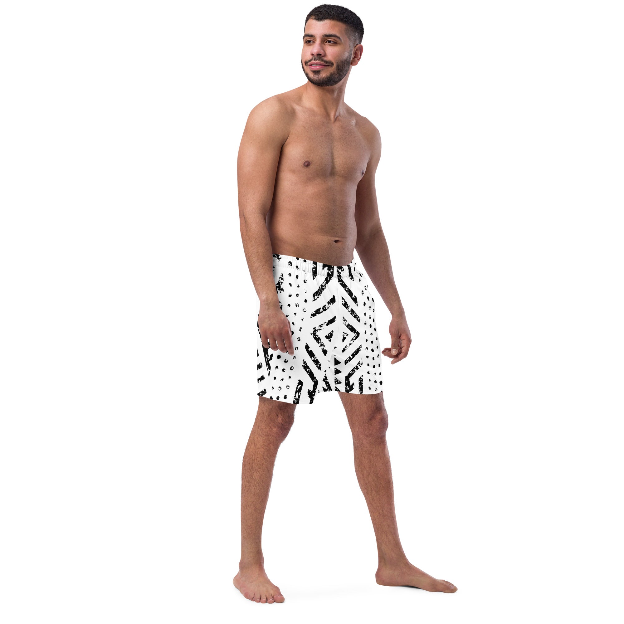 African Print Swim Trunks| Black and white | Mirage - Love Africa Print