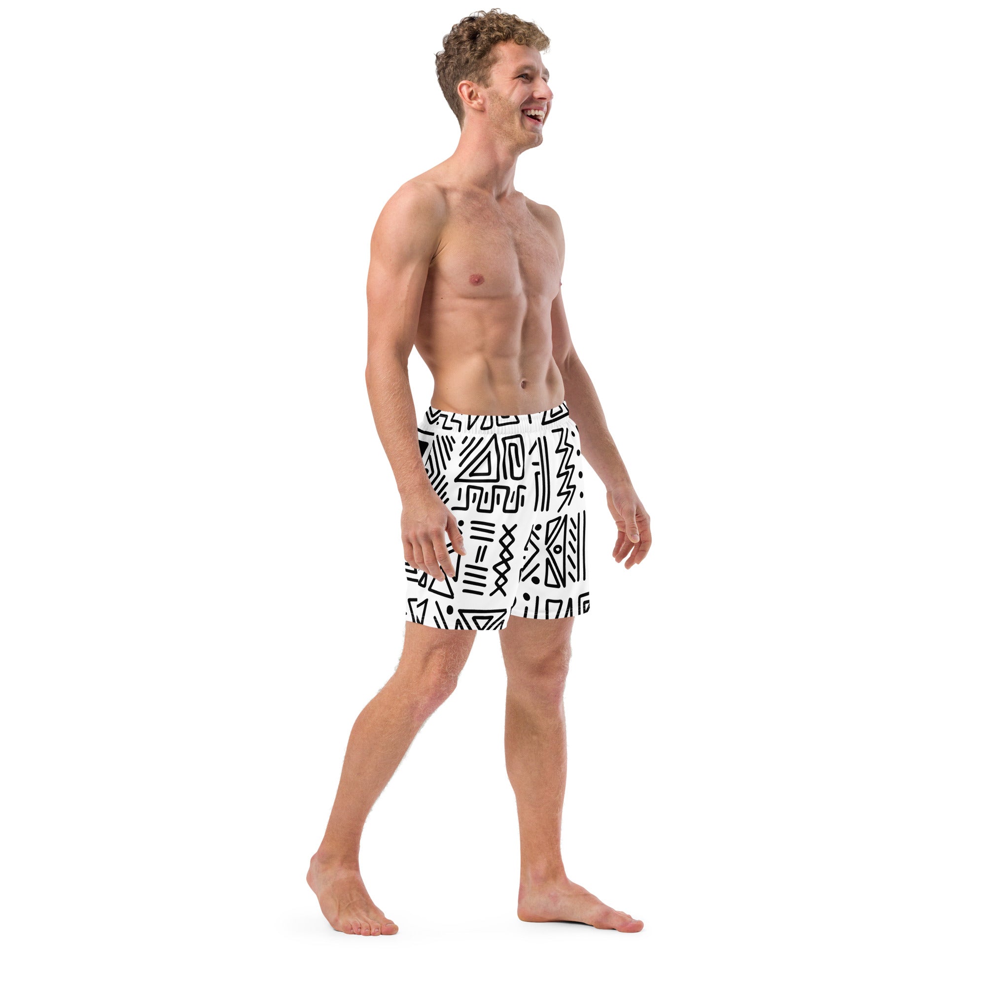 African Print Swim Trunks| Black and white | Nomadic - Love Africa Print