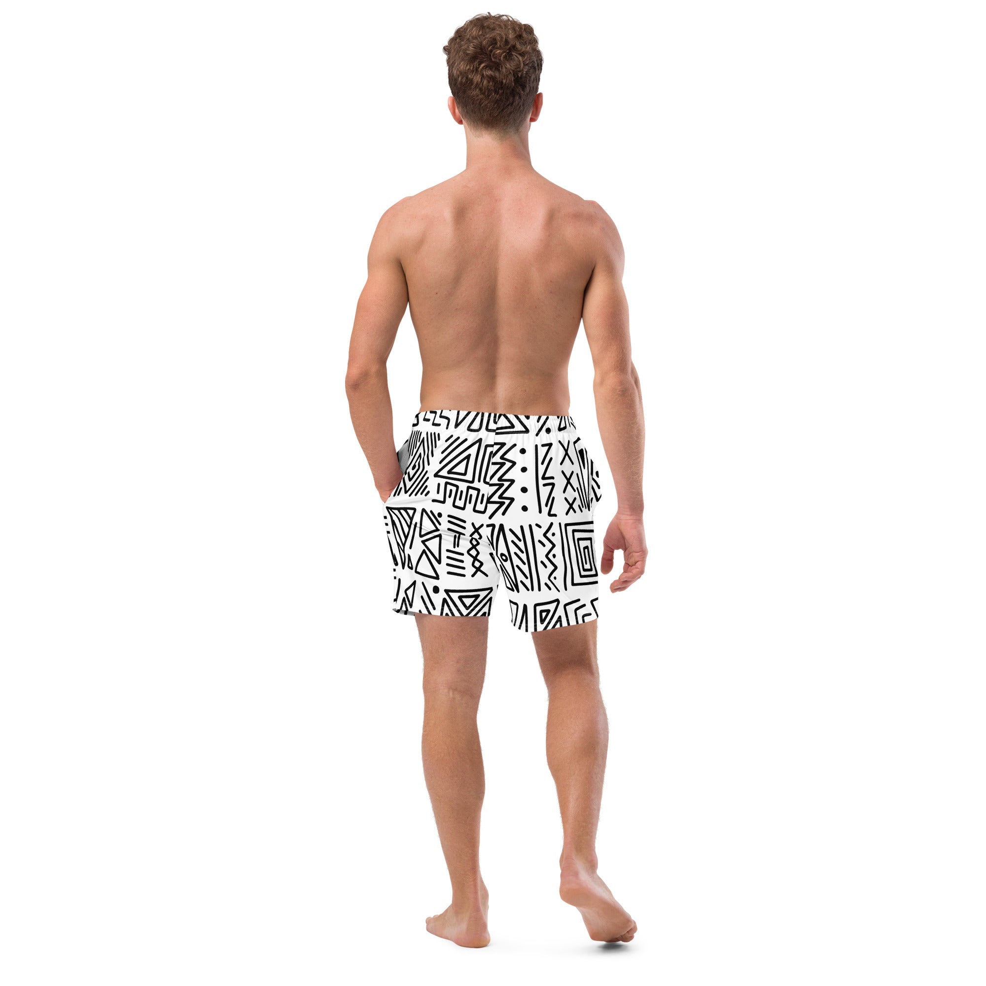 African Print Swim Trunks| Black and white | Nomadic - Love Africa Print