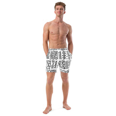 African Print Swim Trunks| Black and white | Nomadic - Love Africa Print