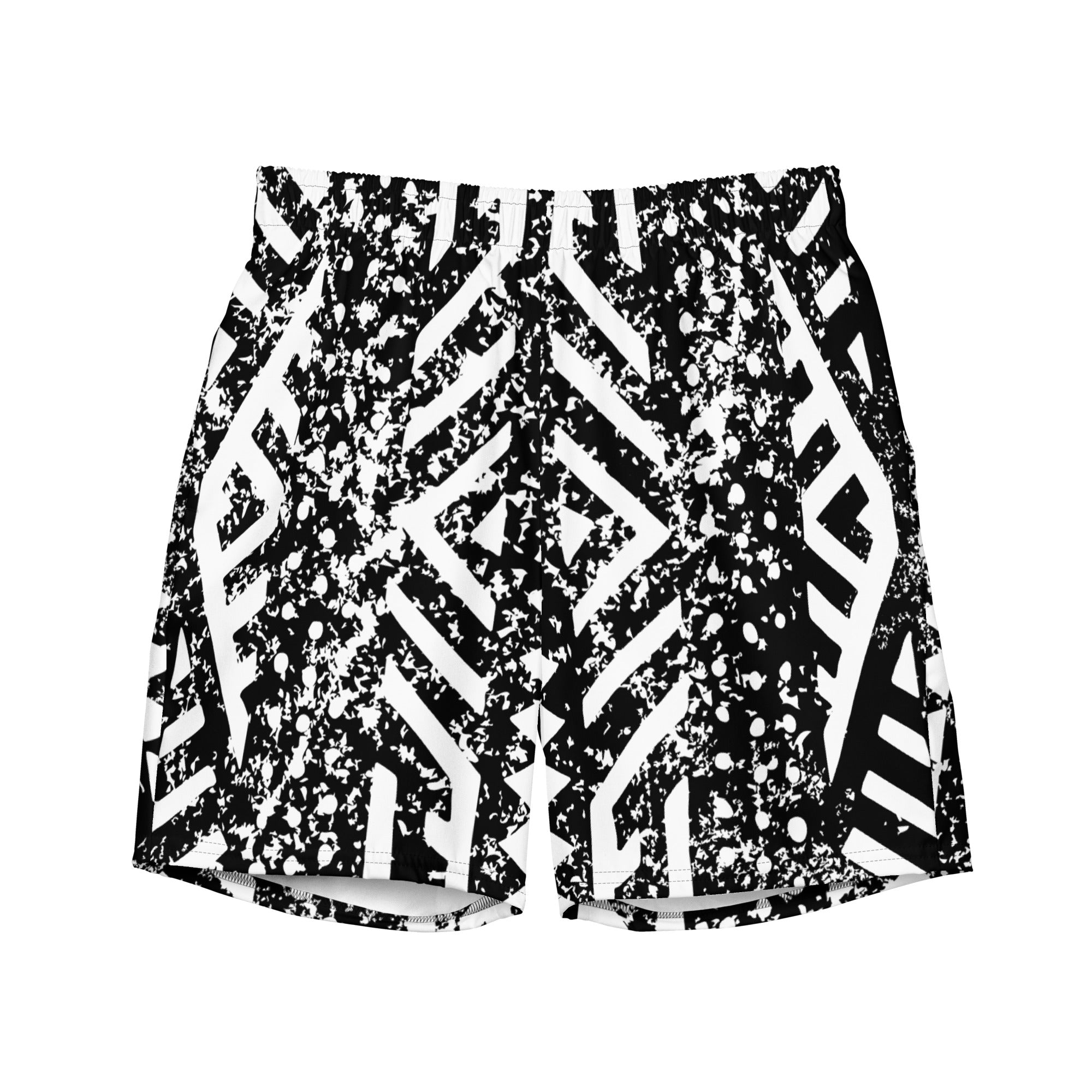 African Print Swim Trunks| Black and white | Oasis - Love Africa Print