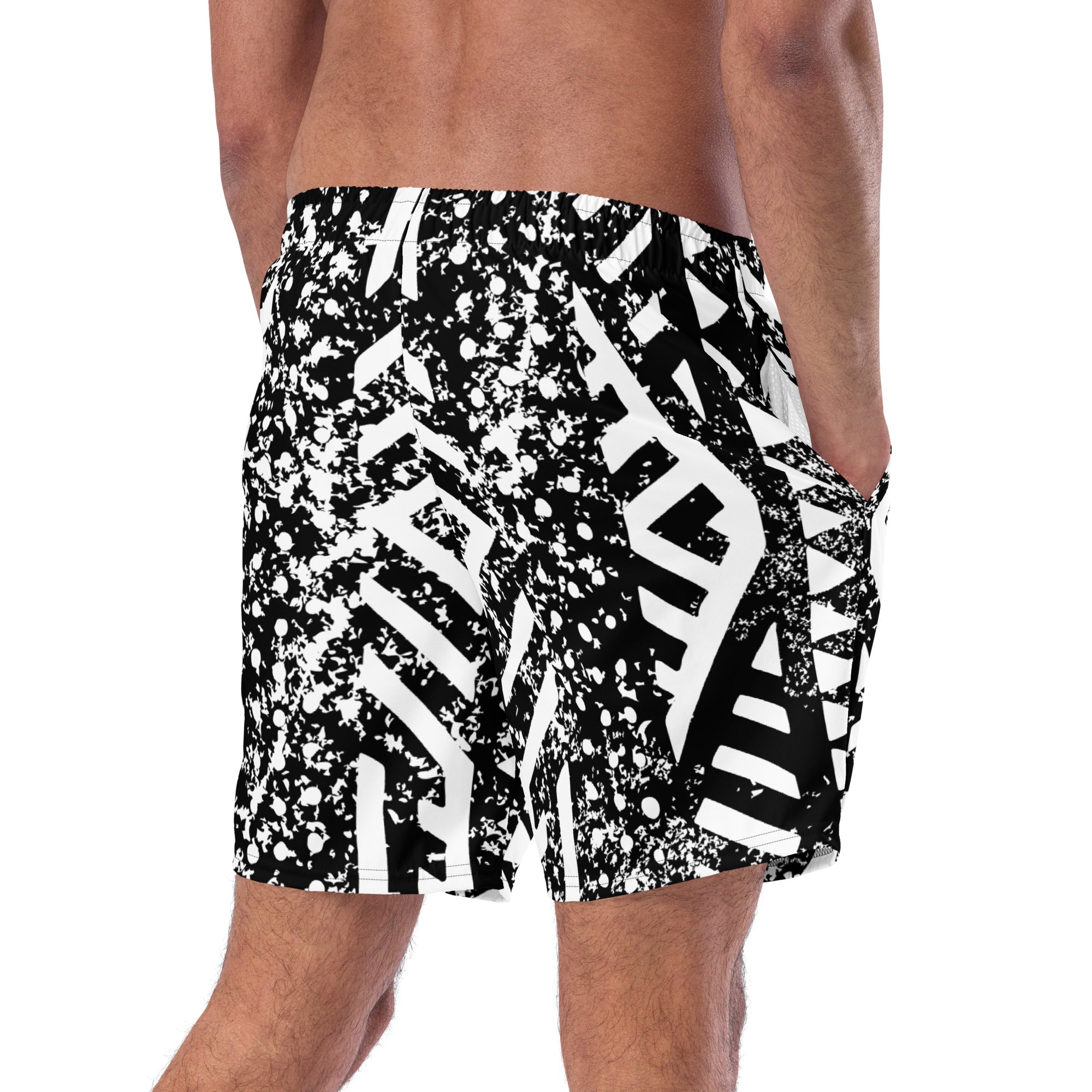 African Print Swim Trunks| Black and white | Oasis - Love Africa Print