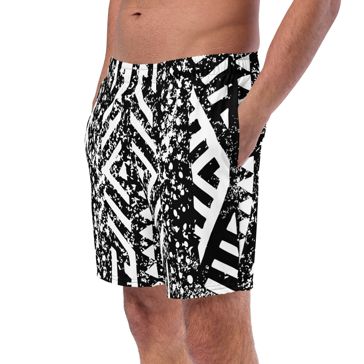 African Print Swim Trunks| Black and white | Oasis - Love Africa Print