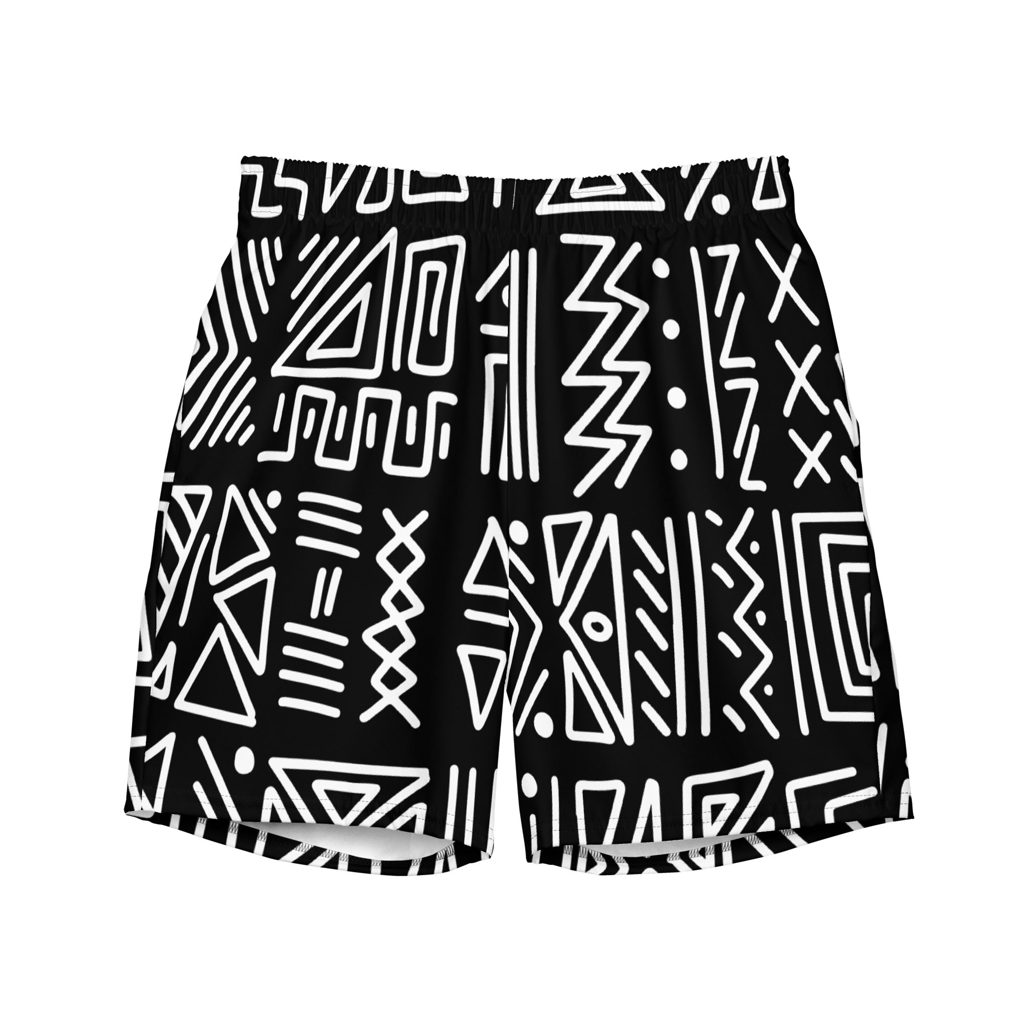 African Print Swim Trunks| Black and white | Rhythms - Love Africa Print