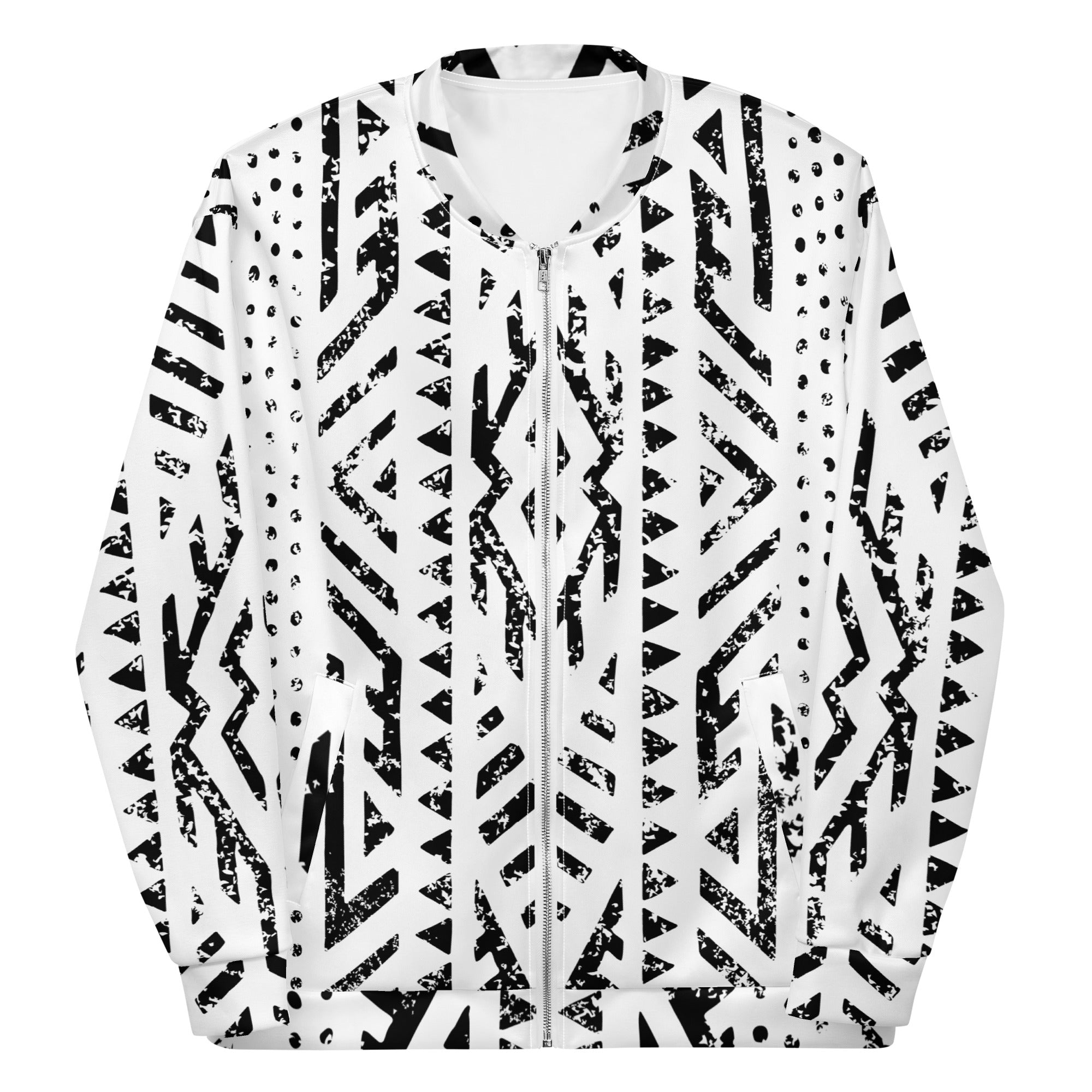 African Print Unisex Bomber Jacket | Black and white | Mirage - Love Africa Print