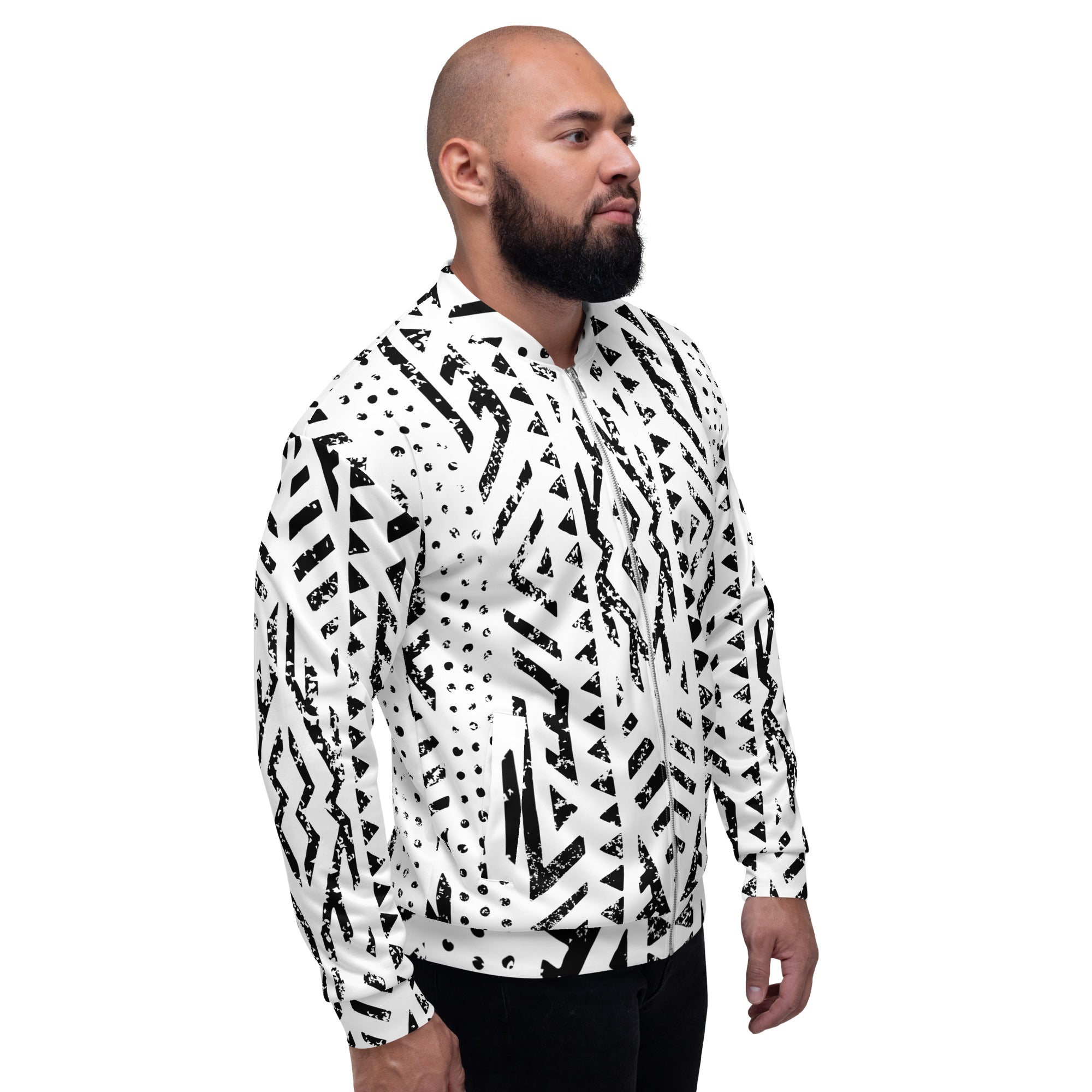 African Print Unisex Bomber Jacket | Black and white | Mirage - Love Africa Print