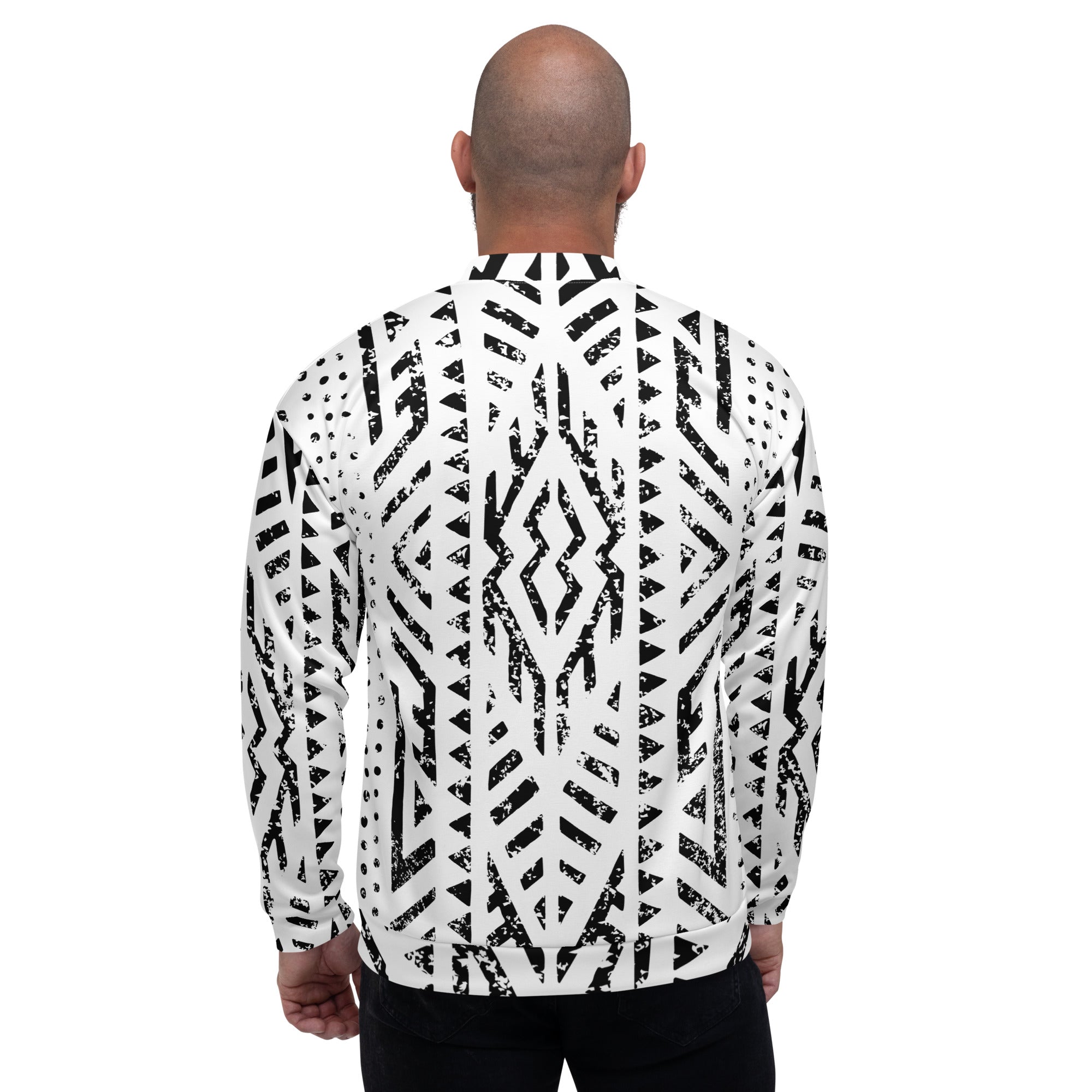 African Print Unisex Bomber Jacket | Black and white | Mirage - Love Africa Print