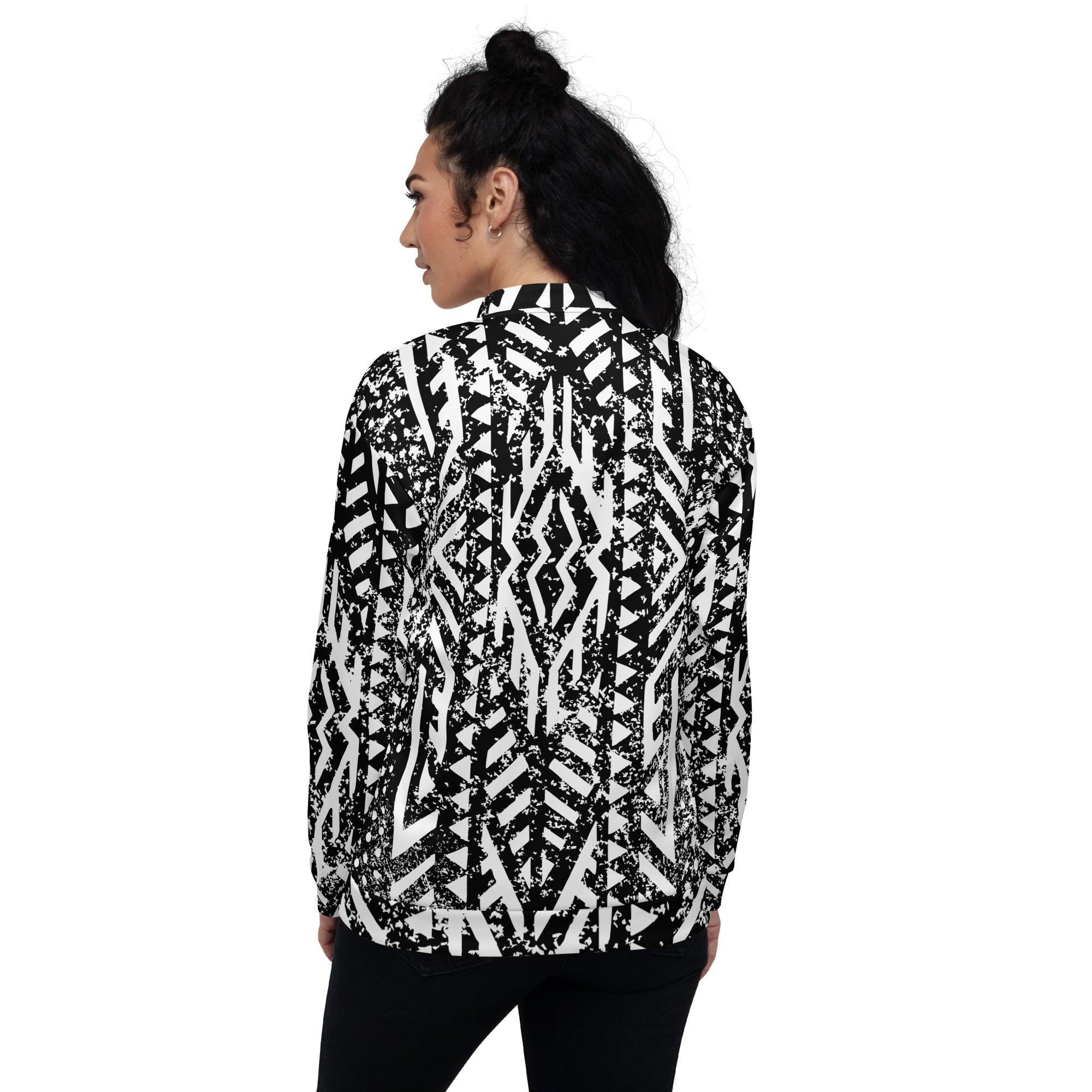 African Print Unisex Bomber Jacket | Black and white | Oasis - Love Africa Print