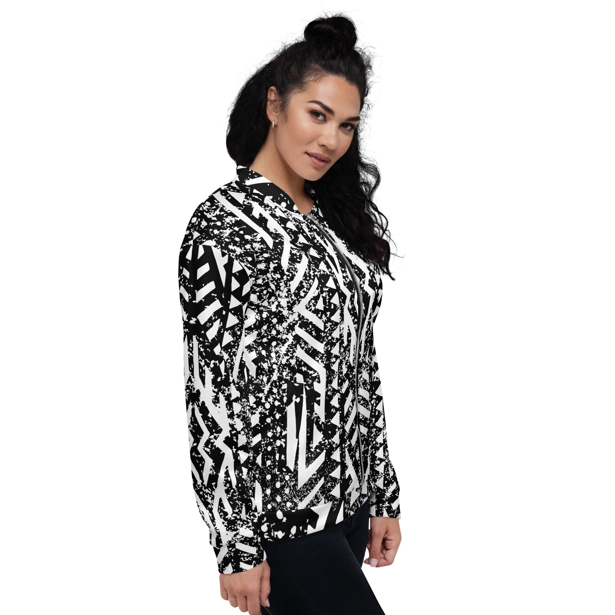 African Print Unisex Bomber Jacket | Black and white | Oasis - Love Africa Print