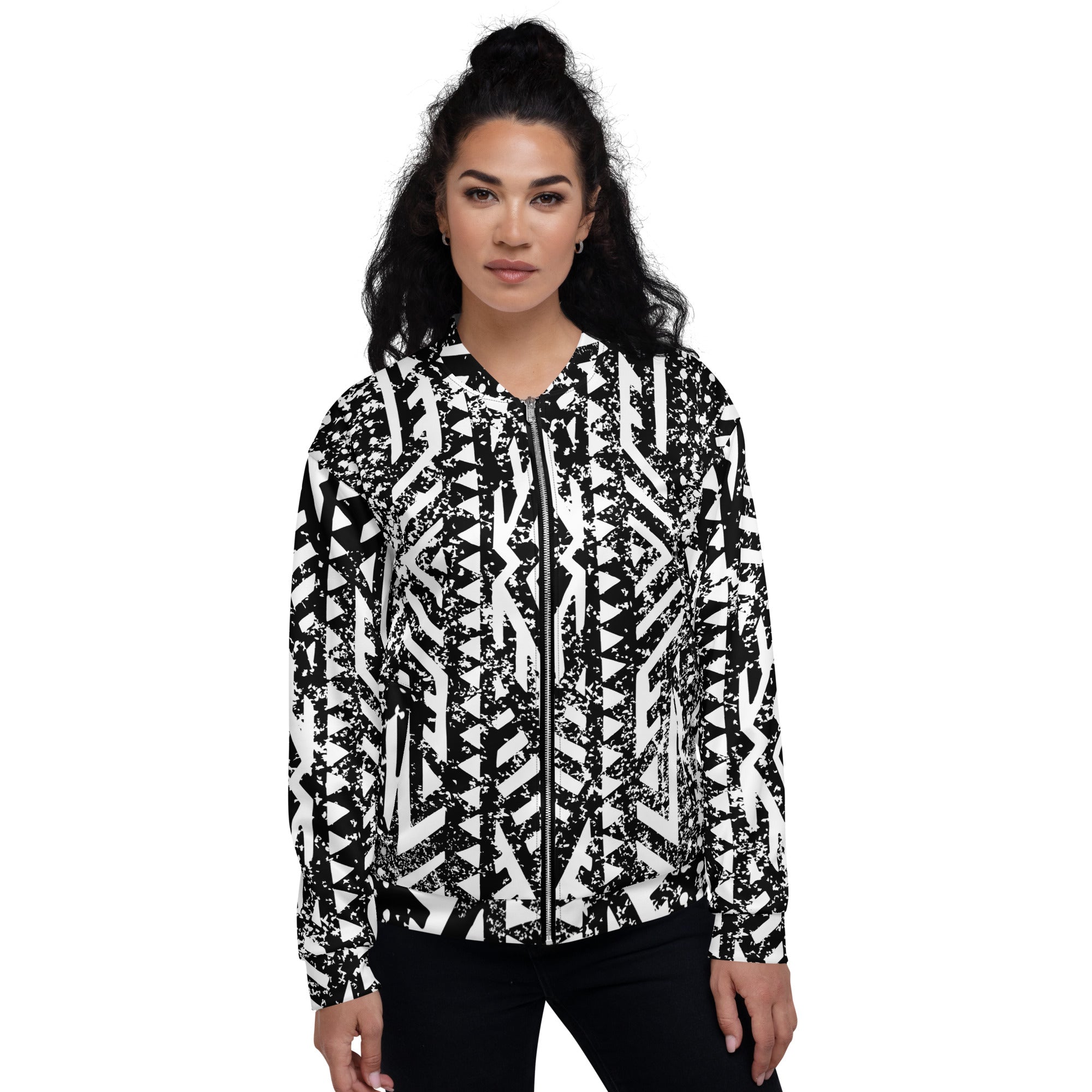 African Print Unisex Bomber Jacket | Black and white | Oasis - Love Africa Print