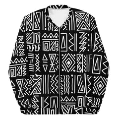 African Print Unisex Bomber Jacket | Black and white | Rhythms - Love Africa Print