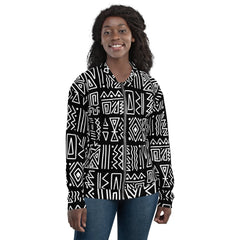 African Print Unisex Bomber Jacket | Black and white | Rhythms - Love Africa Print