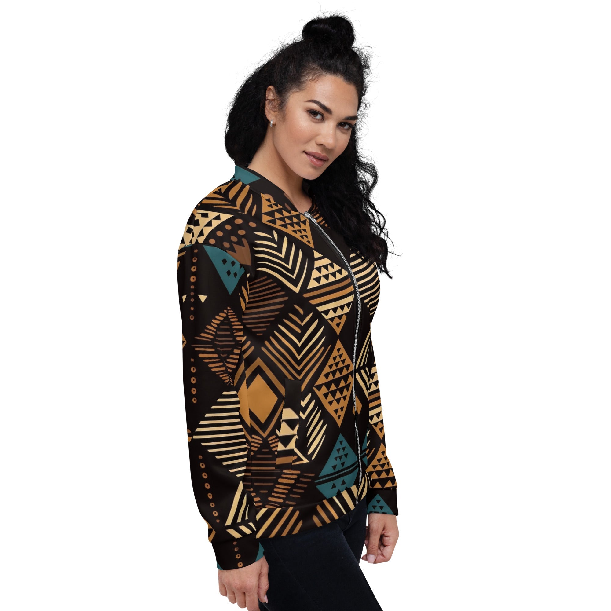 African Print Unisex Bomber Jacket | Earth Tones | Medina - Love Africa Print