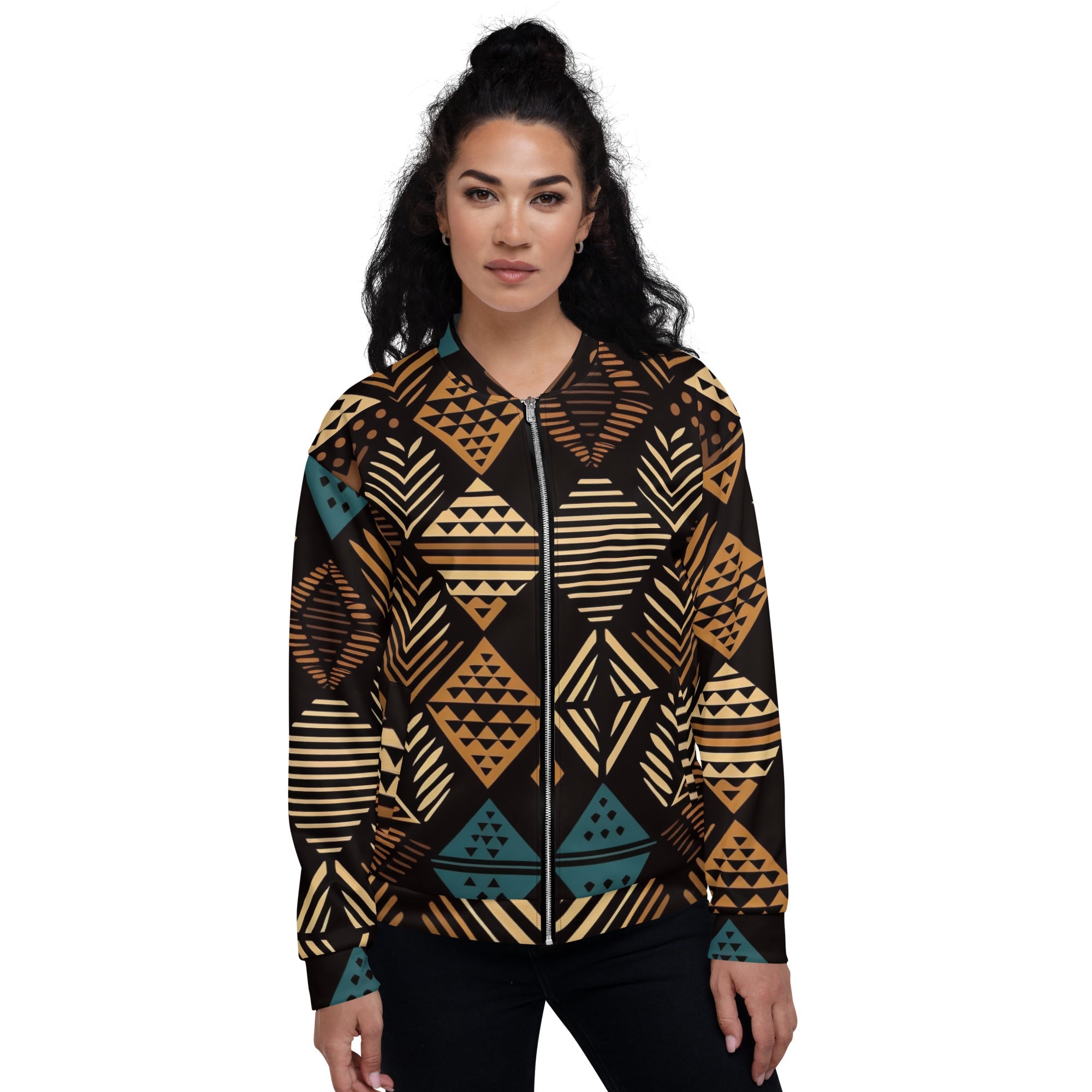 African Print Unisex Bomber Jacket | Earth Tones | Medina - Love Africa Print