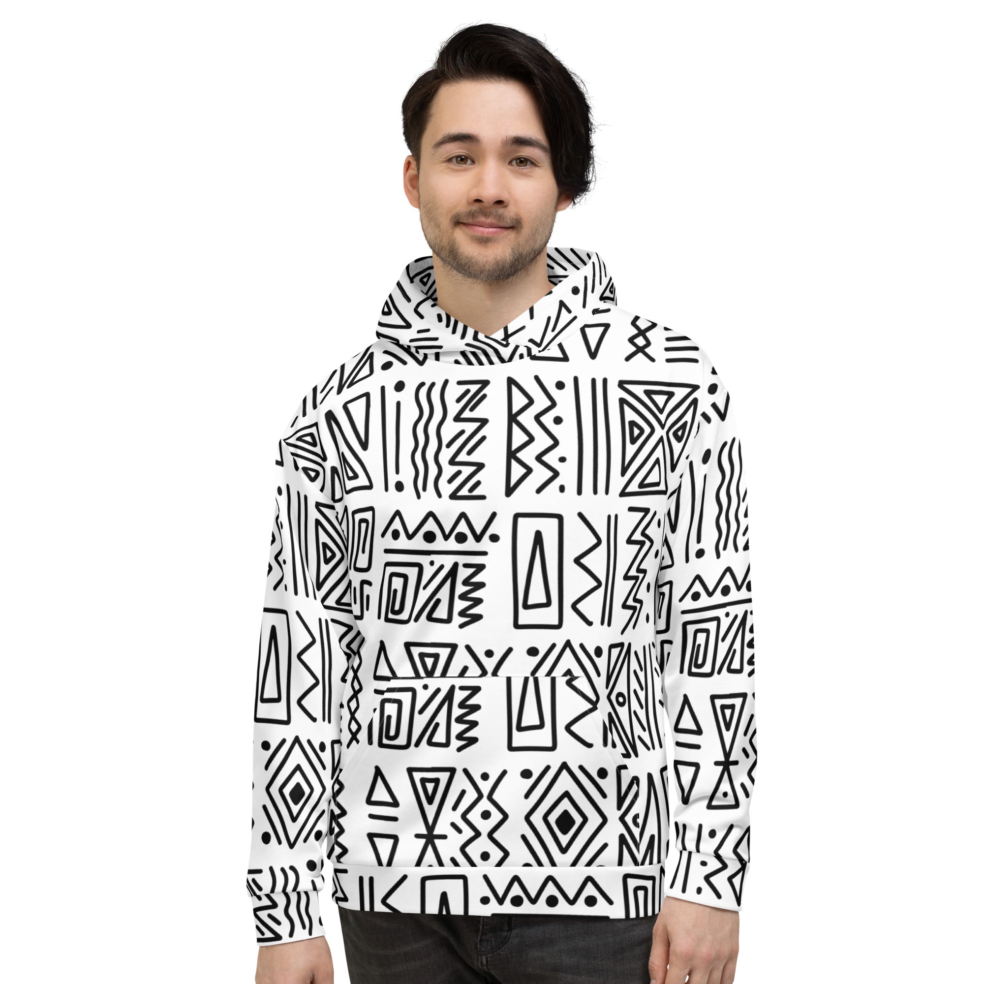 African Print Unisex Hoodie | Black and white | Nomadic - Love Africa Print