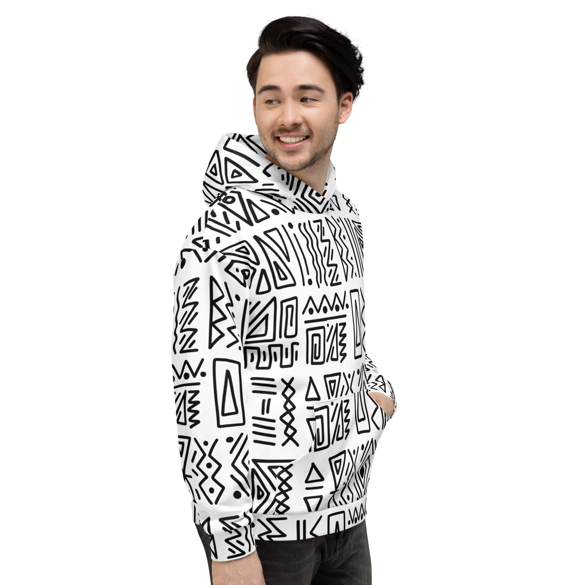 African Print Unisex Hoodie | Black and white | Nomadic - Love Africa Print