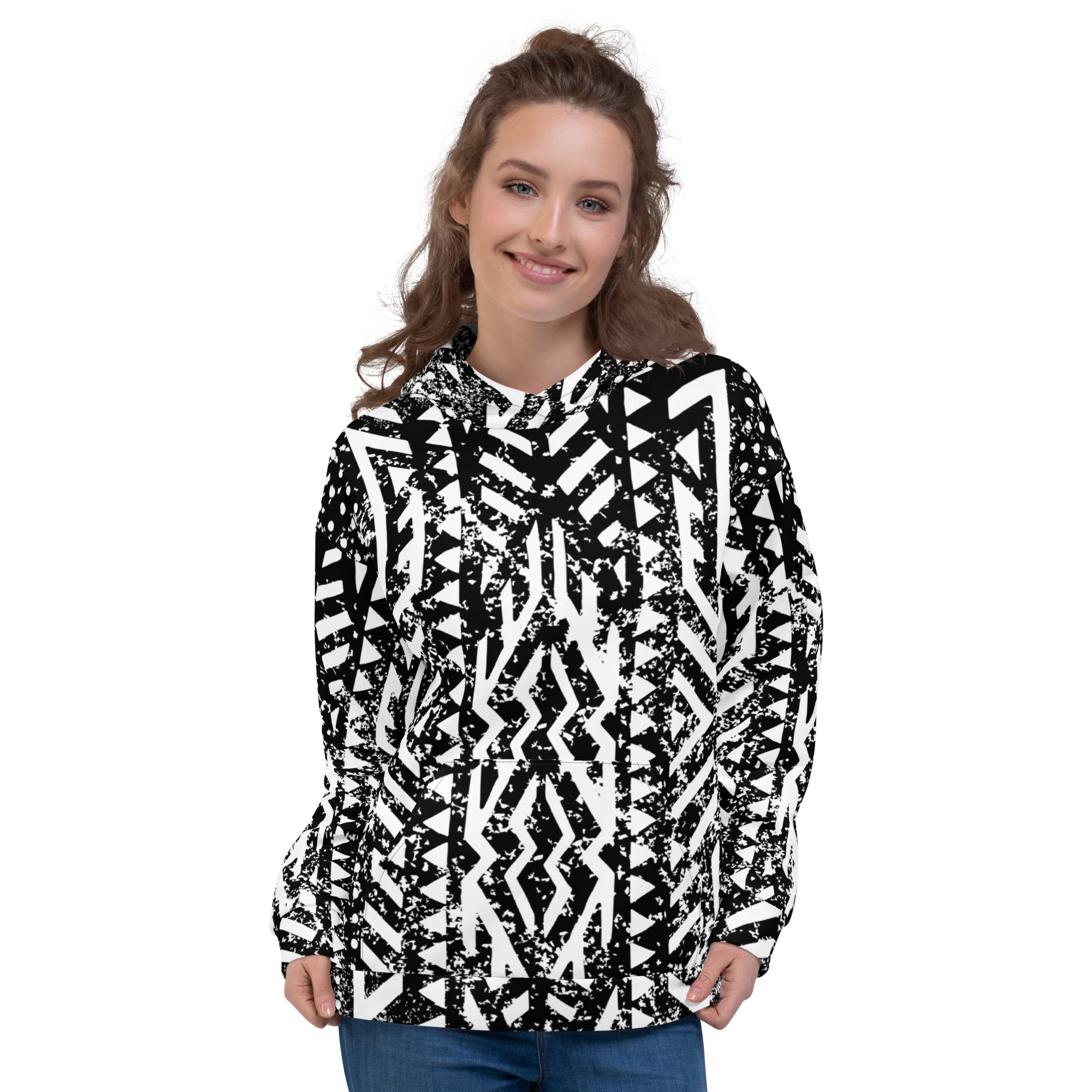 African Print Unisex Hoodie | Black and white | Oasis - Love Africa Print