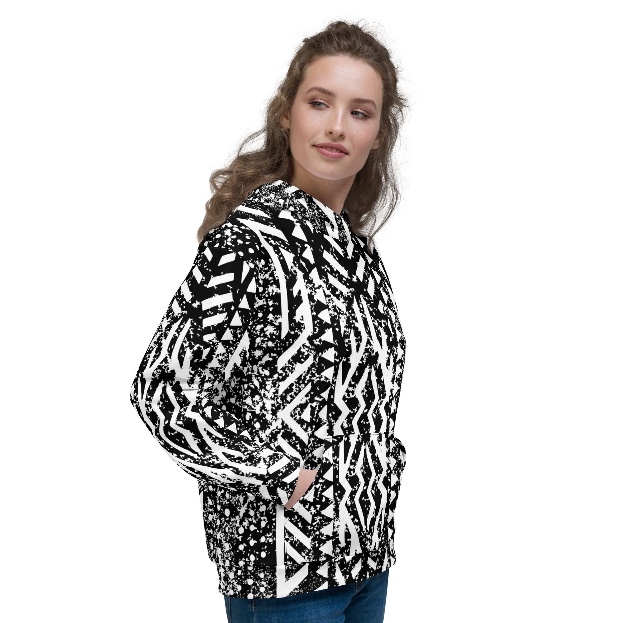 African Print Unisex Hoodie | Black and white | Oasis - Love Africa Print